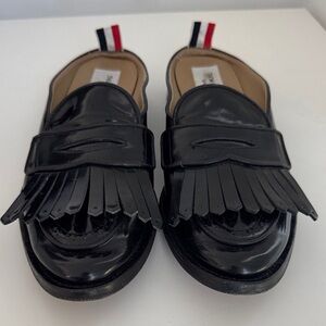 Thom Browne Black Leather Fringe Loafers